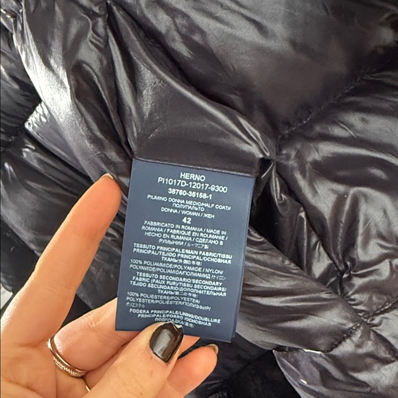 Herno Dark Gray Puffer Coat with Black Fur Trim - Picture 5 of 7